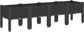 vidaXL Jardinieră de grădină cu picioare, negru, 160x40x42 cm, PP