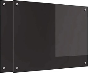 vidaXL Panou de bucătărie 2 pcs Negru 80 x 60 cm sticlă securizată