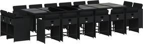 vidaXL Set mobilier de grădină cu perne, 17 piese, negru, poliratan