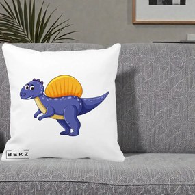 Perna Decorativa Spinozaur Kawaii, 40x40 cm, Alba Mata, Husa Detasabila, Perna Inclusa, BEKZ®