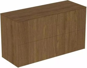 Dulap baza suspendat Ideal Standard Atelier Conca 2 sertare cu blat 100 cm finisaj nuc inchis