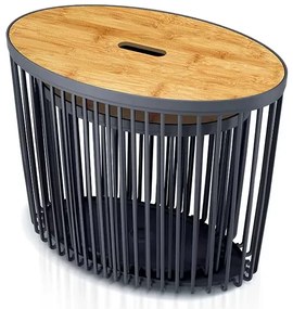 Set 2 cosuri universale ovale cu capac din bambus, 30 + 55 l, lemn natural / antracit
