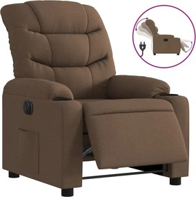 vidaXL Fotoliu rabatabil electric, maro, material textil