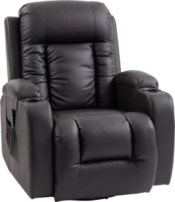 HOMCOM Fotoliu de masaj cu funcție de balans, înclinare și încălzire, 3 moduri, rotativ, Maro închis | Aosom Romania