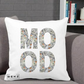 Perna Decorativa MOOD Money Grafic Urban, 40x40 cm, Alba Mata, Husa Detasabila, Perna Inclusa, BEKZ®