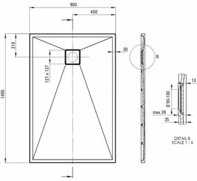 Cadita de dus dreptunghiulara Deante Correo alb 140x90 cm