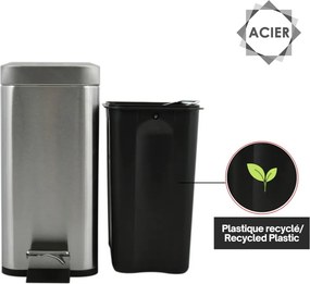 Coș de gunoi argintiu mat cu pedală din oțel 5 l Erik – Spirella