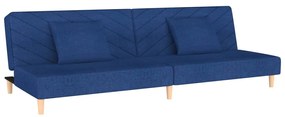 Canapea extensibila cu 2 locuri, 2 perne, albastru, textil Albastru, Fara scaunel pentru picioare Fara scaunel pentru picioare