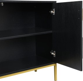 Comodă cu 4 uși, rafturi reglabile pe înălțime, pentru living, sufragerie &amp; hol, 160x40x80,5 cm, Negru