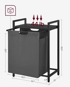 Coș pentru rufe REX, negru/gri