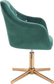 HR830CCROSS Scaun Verde Catifea cu Bază Aurie