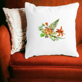 Perna Decorativa Patrata Florale, 40x40 cm, Alba Mata, Husa Detasabila, Perna Inclusa, BEKZ®