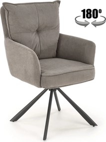 Scaun rotativ K528, gri/negru, stofa catifelata/metal, 60x67x90 cm