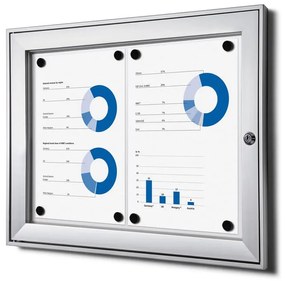 Vitrine interioare de informații cu încuietoare 2 x A4, aluminiu