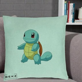 Perna Personalizata Squirtle Pokemon, 40x40 cm, Verde Menta, Husa Detasabila, Perna Inclusa, BEKZ®