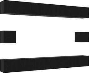 vidaXL Set comodă TV Pe perete 8 pcs Stejar Negru Lemn compozit