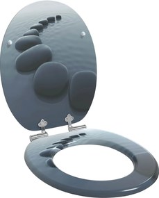 vidaXL Capac de toaletă cu închidere lentă Gri 44 x 38 cm Placă MDF