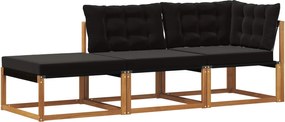 vidaXL Unități de sofa sectional de exterior cu pernă 3 Bucată natural