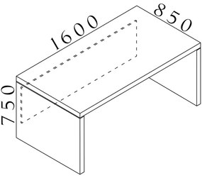 Masa Lineart 160 x 85 cm, ulm deschis