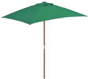 Umbrela de soare, exterior, stalp lemn, 150x200 cm, verde Verde