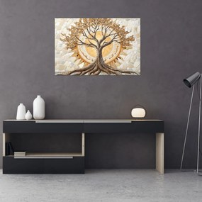 Tablou – Arborele vieții auriu în mozaic (90x60 cm)