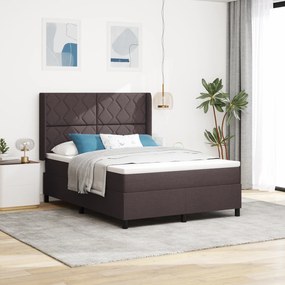 vidaXL Pat cu saltea Pocket Spring - Maro Închis, 140x200 cm, țesătură.