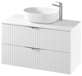 Dulap baie suspendat 100 cm pentru lavoar, alb mat, MDF, Cersanit Tirso 1000x450 mm, Alb mat