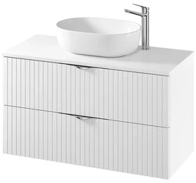 Dulap baie suspendat 100 cm pentru lavoar, alb mat, MDF, Cersanit Tirso 1000x450 mm, Alb mat
