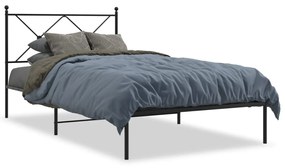 376498 vidaXL Cadru de pat din metal cu tăblie, negru, 107x203 cm