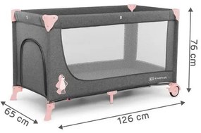 KINDERKRAFT JOY - pătuț de călătorie gri-roz