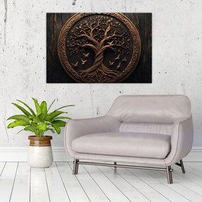 Tablou – Arborele vieții din lemn (90x60 cm)
