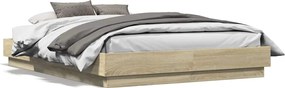 vidaXL Cadru de pat, stejar sonoma, 135x190 cm, lemn prelucrat
