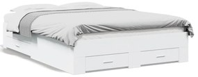 3280412 vidaXL Cadru de pat cu sertare, alb, 120x190 cm, lemn prelucrat