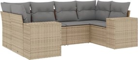 vidaXL Set canapele de grădină cu perne, 6 piese, bej, poliratan