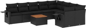 vidaXL Set canapele de grădină cu perne, 10 piese, negru, poliratan