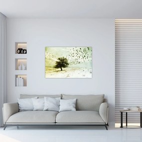 Tablou - cu multe păsări pictate (90x60 cm)