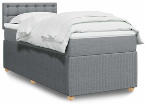vidaXL Pat continental cu saltea, gri deschis, 80x200 cm, textil