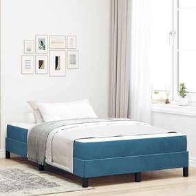 vidaXL Pat boxspring cu saltea Albastru închis 120 x 190 cm Catifea