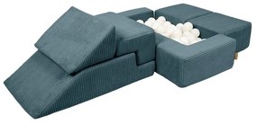 Teren de joacă din spumă turcoaz 6 buc. din catifea reiată înălțime 40 cm 100x35 cm Montessori – Meowbaby