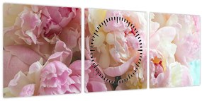 Tablou - Bujori (cu ceas) (90x30 cm)