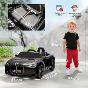 Mașină electrică pentru copii 3-8 ani cu licență BMW cu telecomandă, claxon și faruri, 115x67x45cm negru-roșu-albastru deschis HOMCOM | Aosom Romania