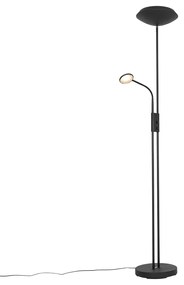 Lampă de podea neagră incluzând LED și dimmer cu lampă de citit - Fez