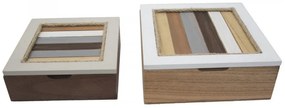 Set 2 cutii de depozitare din lemn, 19x19x7 cm / 16x16x5,5 cm, Lignes Mauro Ferreti