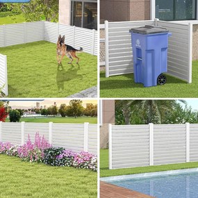 Panou de gard cu țăruș, 122x122 cm, set 2 bucăți, alb