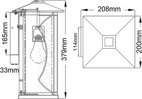 Quintiesse QN-ASHBERN-M - Aplică de perete pentru exterior ASHBERN M, 1xE27/60W/230V, IP44