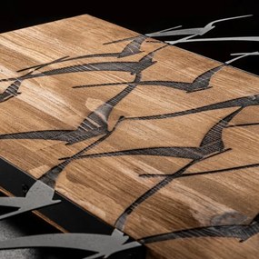 Decorațiune de perete 86x58 cm lemn/metal păsări