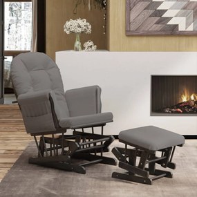 351667 vidaXL Scaun de relaxare glisant cu taburet, gri închis, textil
