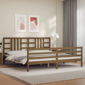 3193944 vidaXL Cadru pat cu tăblie, maro miere, 200x200 cm, lemn masiv