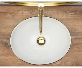 REA-U3287 - Lavoar pe blat SOFIA 34,5x41 cm ceramică/alb lucios/auriu