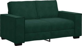 vidaXL Canapea cu 2 locuri, verde închis, 160x78x84 cm, catifea